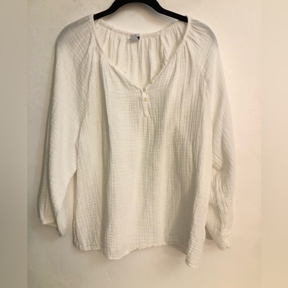 Old Navy Blouse Women's Size L White Long Sleeve Peasant Cottagecore Boho